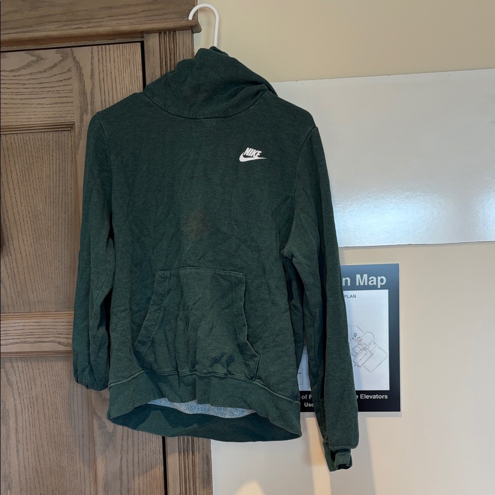 Nike Forest Green Pullover Hoodie with White Logo